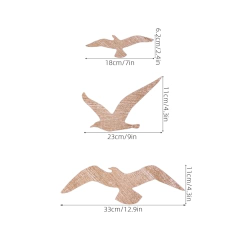 CLISPEED 3個飛鳥壁飾り 木製メ ツバメ彫刻 北欧風ラスティックウォールハンギング ビーチハウス壁装飾 海辺の農家住宅向けリアルデザイン壁