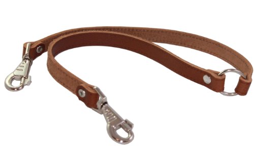 Genuine Leather Double Dog Leash - Two Dog Coupler (Brown, Large (16”L x 7/8”W))
