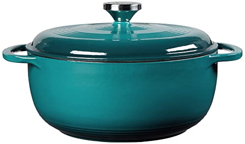 Image of Lodge Essential Enamel Cast Iron Dutch Oven, 4.5 Quart, Lagoon | Oven-Safe Enamel Cookware up to 500F, Heat-Retaining Braising & Roasting Pot, PFAS-Free & Induction-Safe Enameled Cookware