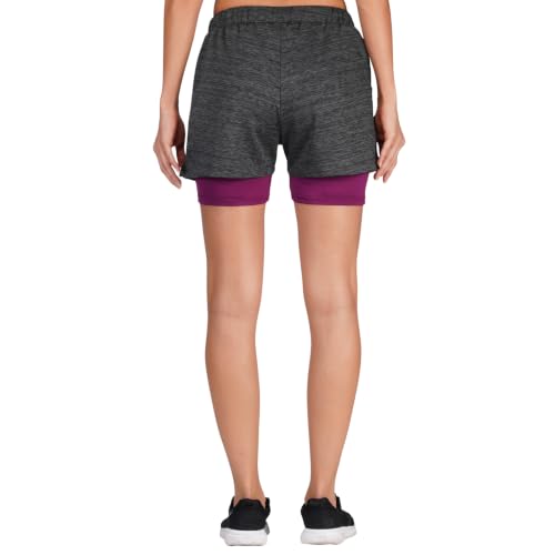 Image of NINQ 2 in 1 Running Sports Shorts for Women with Mobile Phone Pocket Light Weight Quick Dry Fabric for Gym Athletic Workout Running Shorts Lightweight Training Yoga Gym Short