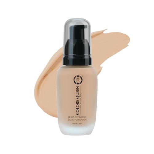 Image of Colors Queen Ultra Definition Liquid Foundation | Lightweight & Long Lasting Full Coverage with Dewy Finish | Easy to Blend, Waterproof & Sweat Proof for Face Makeup (Honey, 30ml)