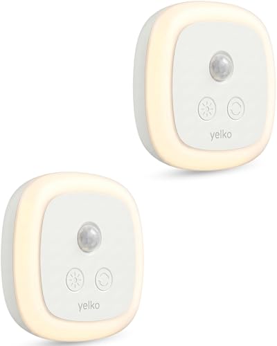 Image of YELKO Motion Sensor Night Light, 5-Level Dimmable with Dusk to Dawn Sensor, Plug in Warm White Anti-Glare LED, Cozy Soft Glow, Adjustable Delay Time for Bathroom, Hallway, Kitchen, Stairs, 2 Pack
