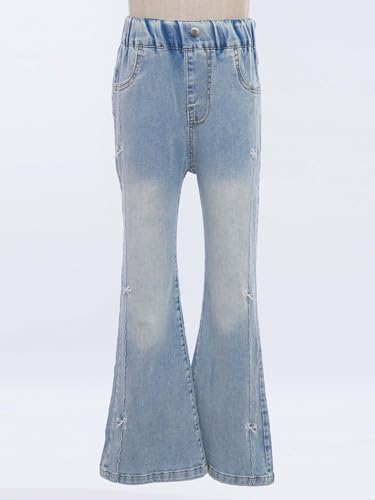 Hansber Girls Fasion Denim Pants Wide Leg with Pockets Girls Vintage for Party3