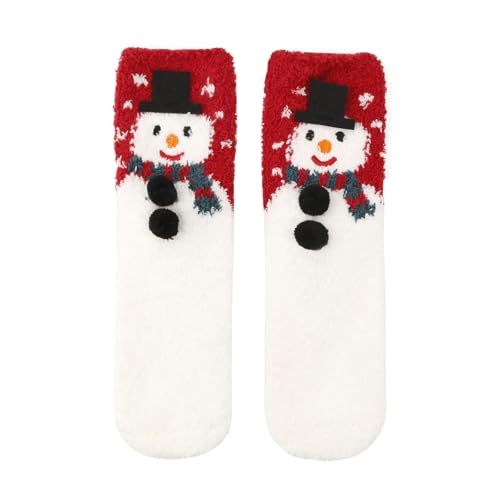 Image of Fuzzy Snowman Winter Socks - Soft & Warm Non-Slip Lounge Socks for Women & Men, Cozy Cold Weather Gift, Cute Novelty Slipper Socks