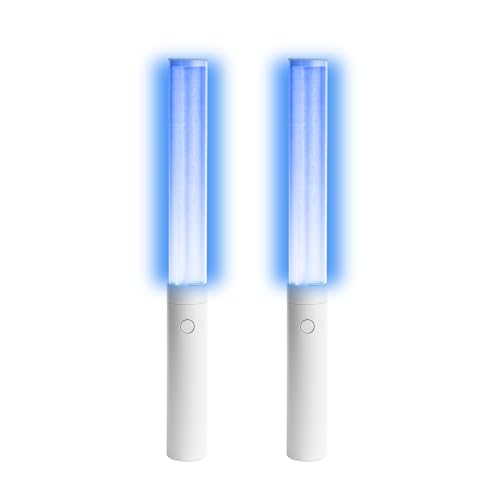 LED Glow Sticks Reusable Glow Party Favor Supplies Multicolor Light Up Stick Idol Concert LED Flashing Bright Glow Lightsticks for Wedding, Birthday, Raves, Concert, Halloween, Christmas (White-2Pack)