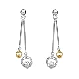 mit Punze Sterling Silber zum Aufhängen Double Claddagh Ohrringe mit Cubic Zirkonia