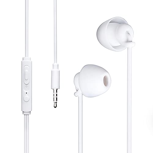 Ultra Soft Sleep Headphones with Noise Isolating, White Premium Silicone Earplugs with Mic, Sleep Choice Excellent for Insomnia, Side Sleeper, Snoring, Travel, Meditation, ASMR