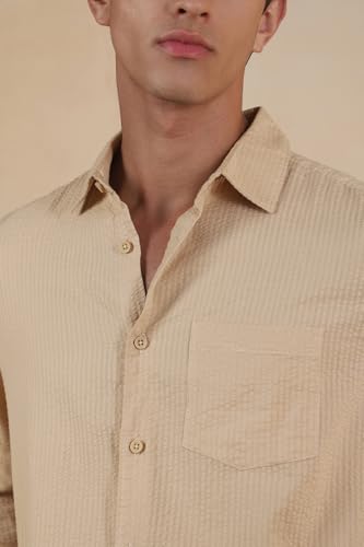 Image of FYLTR Men's Full Sleeve Casual Shirt - 100% | Regular Fit | Shirts for Men | Solid Color | Textured Shirt