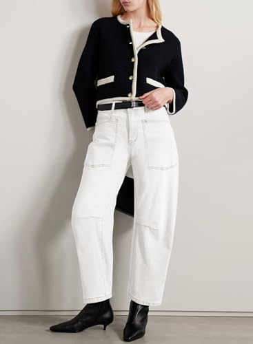 Image of EVALESS Barrel Jeans Women Baggy Stretchy Cropped Denim Pants