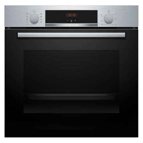 Bosch - Horno Multifunción, Serie 4, 60 cm. de ancho, Asistente de limpieza con agua, 3D Hotair, Acero, HBA514ES3