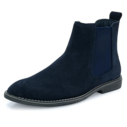 Image of Blue Leather By Centrino Genuine Leather Men's Formal and Casual Leather Boots | Versatile and Sophisticated Chelsea Boots for Every Season | Fashionable Elegant Boots for Any Occasion (3964)