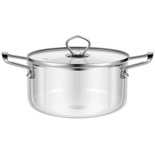 HSHGZSR Clear Cooking Pots, Glass Cooking Pot, 2.5L/3.5L Simmer Pot Clear Glass Pots, Borosilicate Glass Cookware, Glass Simmer Pot, Glass Cooking Pots for Stove Gas Cooktop Microwave Oven (M)