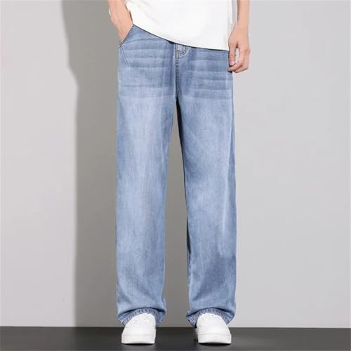 Men's Spring Summer Thin Denim Jeans Loose Fit Straight Leg Vintage Style Casual Long Trousers4