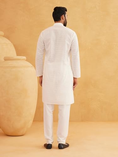 Sojanya (Since 1958 Men'S Pure Cotton Chikankari Only Long Kurta4