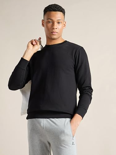 Image of Clans & Hans Men's Cotton Casual Crew Neck Sweatshirt - Heavyweight 240 GSM French Terry Fabric|Relaxed Fit Pullover|Essential Streetwear Sweatshirt for Men