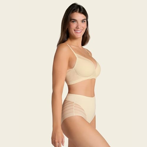 Image of Leonisa High Waisted Invisible Tummy Control Shapewear for Women - Stripe Lace Ladies Underwear Panties