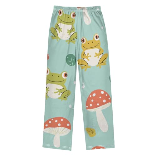 ZZXXB Frog with Mushrooms Boys Long Pants Soft Trousers Elastic Waist Kids Lounge Bottoms with Pockets S-XL2