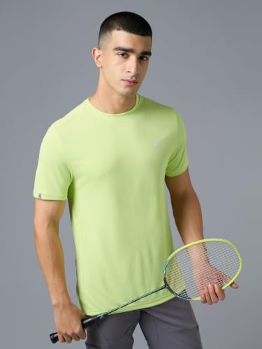 Image of TECHNOSPORT Men's Slim Fit Polyester Activewear Sports T-Shirt with Moisture-Wicking Comfort for Workout, Running & Gym
