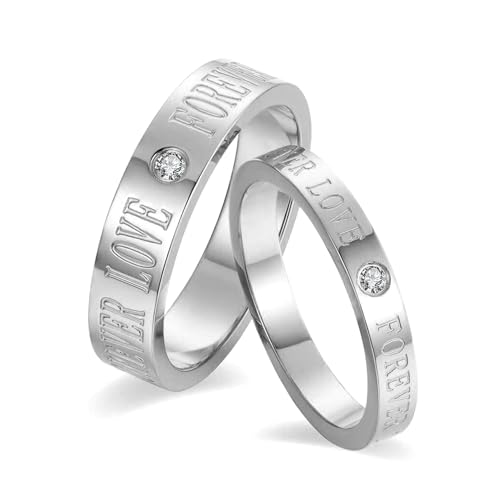 Matching Rings Titanium Steel AAA CZ Couple Rings Wedding Band His and Her Ring