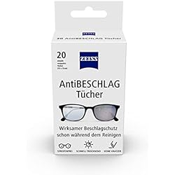 Lentes Antiempañantes ZEISS 20 paños antiempañamiento para una protección duradera contra el empañamiento durante la limpieza, cada paño se envía individualmente - ideal para viajar o viajar