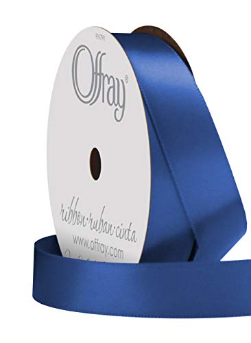Image of Berwick Offray 067055 5 /8 inch Wide Single Face Satin Ribbon, Royal Blue, 6 Yds (Pack of 2)