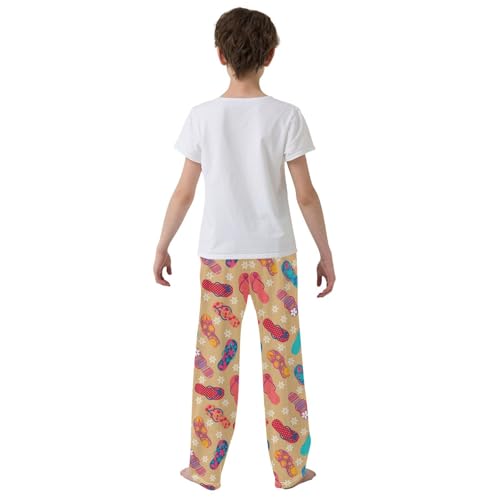 ZZXXB Flip Flops and Star Boys Long Pants Soft Trousers Elastic Waist Kids Lounge Bottoms with Pockets S-XL3