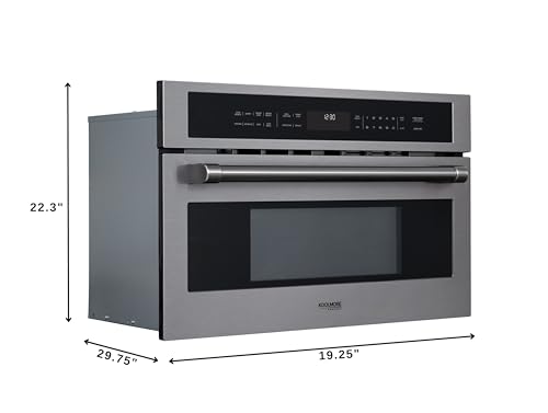 Image of KoolMore Reserve 30 in. 1.6 cu. ft. Built-in Convection Microwave Oven with Air Fryer, 10 Power Levels, Sensor Cooking, Bake, Roast,1750 Watts & NEMA 5-20P Plug, UL Certified in Black Stainless-Steel