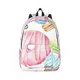 Mochila ligera con estampado de magdalenas, donas, magdalenas, azúcar, a la moda, vintage, para viajes, senderismo, aventuras al aire libre, Negro, S