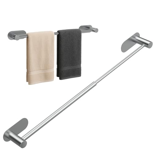 Alyvisun Toalleros De Baño Sin Taladro, Toallero De Baño Inoxidable, Retráctil de 37 cm a 57.5cm, Toallero Adhesivo Baño para Cocina y Baño, Toalleros Baño