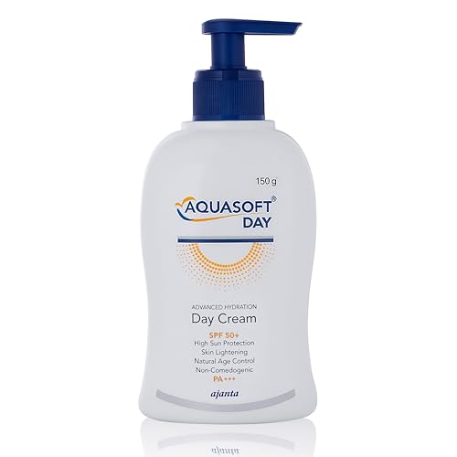 Image of Aquasoft Day Cream SPF50+ PA+++ w /Triple Action care for moisture, sun protection & brightening Formulated with Sodium Hyaluronate, Niacinamide, antioxidants, 150g,Pack of 2