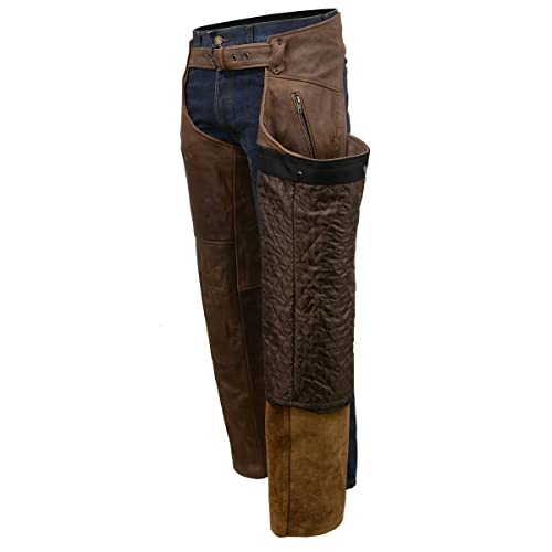 Image of Milwaukee Leather Men's Thermal Lined Premium Leather Motorcycle Bikers Riders Chaps