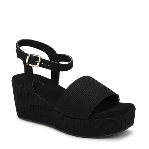 Image of Marc Loire Women's Fashion Square Toe Buckle Straps Wedge Heels