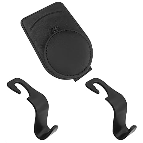 Jiale Glasses Holder with 2 Pcs Car Seat Headrest Hooks, Universal for Car Sun Visor Sunglasses Eyeglasses Mount, Car Back Seat Headrest Organizer Hanger Storage Hook Cover