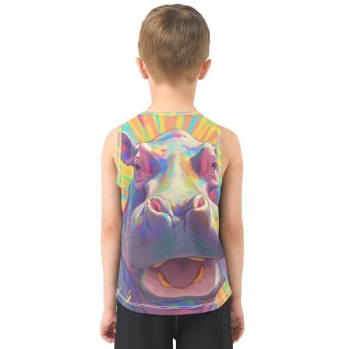 Boys Tank Top Shirts Colorful Tie Dye Animal Sleeveless T-Shirts Crew Neck for Kids Clothing Children3