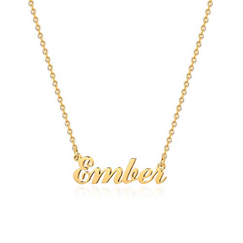Hidepoo 18K Gold Plated Name Necklace - Ember for Women