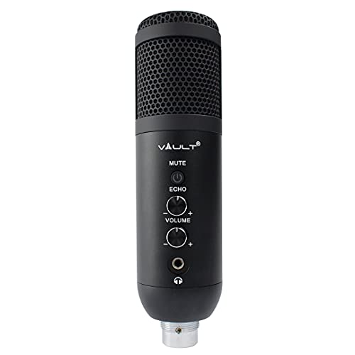 Image of VAULT UCM-FX USB Condenser Podcast Microphone Kit with Built in Headphone Out Volume /Gain Control and Mute Button for Gaming, Podcasting, Conference Calls, Recording, Singing and Dubbing