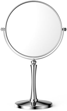 Nicesail 8” Desk Vanity Mirror, Personal Makeup Mirror Double-Sided with 1X/10X Magnification Magnified Mirror, Makeup Mirror for Home Hotel Desktop, Small Vanity Mirror, Chrome 10X