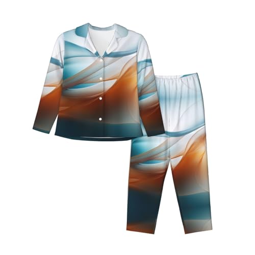 Tnnutp Serpentine Pijama de manga larga suave para mujer y pantalones largos con bolsillos, Negro , L