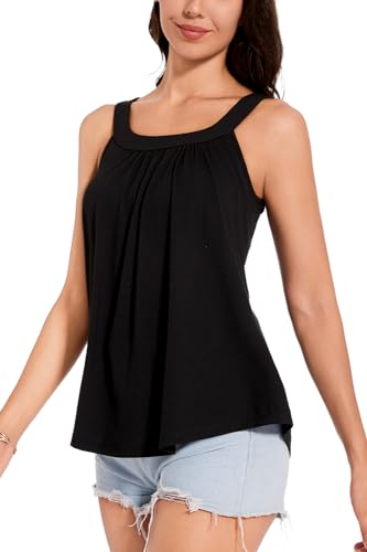 ANYFITTING Women's Built in Bra Tank Top 2025 Summer Trendy Tops Flowy Loose Fit Casual Halter Cami Camisole Outfits S-3XL3