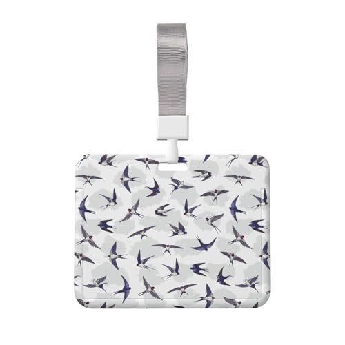 IDカードホルダー ツバメ柄 名刺ホルダー ネームホルダー 名札ケース 定期ケース 薄型 吊り下げ名札 IDカードケース おしゃれ パスケース 社員証 学生証 通勤 通学 贈り物