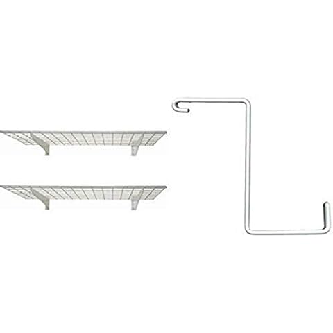 HyLoft 00651 45-Inch by 15-Inch Wall Shelf, Off White, 2-Pack with Add-On Storage Hook Accessory for HyLoft Model-540 Ceiling Rack, 4-Pack Cover