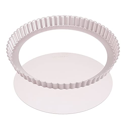 CHEFMADE 11-Inch Round Tart Pan with Removable Loose Bottom, Non-Stick Carbon Steel Quiche Pan for Oven Baking (Champagne Gold)