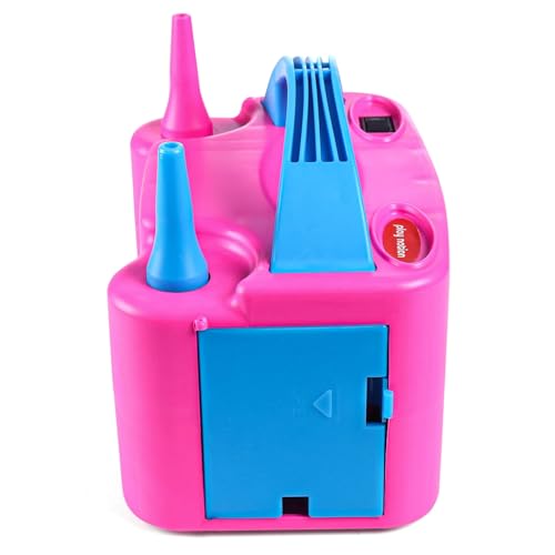 Image of Play Nation Premium High Power Electric Balloon Inflator, Portable Dual Nozzles Balloons Air Pump for Balloon Arch, Ideal for Birthday, Anniversary & Other Celebrations, Party Accessory, Blue & Pink