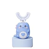 Lulabini DinoBrush 360° Ultraschall-Zahnbürste Kinderzahnbürste, Elektrische Zahnbürste Kinder mit LED-Lichtern, 5 Reinigungsmodi (Blau 6-12 Jahre)