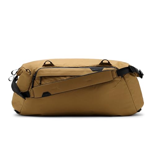 Peak Design Travel Duffel 35L, Coyote, Extra-Wide Single Zip Access, Weatherproof Shell, 4 External Pockets, Fits Packing Cubes & Camera Cubes, Ideal for Weekend Trips, Versatile Duffel Bag for Travel