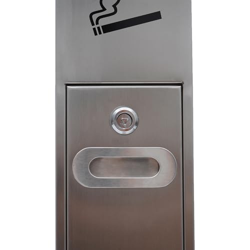 Image of Commercial Trash Receptacle Disposal Outdoor Steel Trash Can with Removable Inner Bucket, All-Metal Construction, Trash Bin for Outside Patio Hotel Street Office Porch