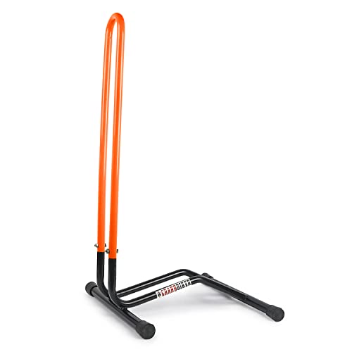 Image of Grandbiker Bicycle Parking Stand, Bicycle Floor Parking Holder Stand, Rubber (Black+Orange)
