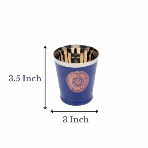 Image of JISCOVERY Stainless Steel Printed Glasses Set of 6 for Water, Milk, Lassi & Juice| Serving Glass Set| Designer Glass Tumblers| Capacity- 300 ML (Each) (Blue, Bucket)