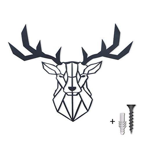 uandu Hirsch Wandbild, hirsch deko, höchste Qualität rostfreier Stahlblech Wand Dekoration, Wandbild metall wanddeko wohnzimmer, moderne Wand Deko schlafzimmer, wanddeko hirsch metall, | Maße: 80x80 Cover