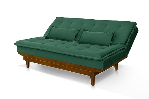 Sofá Cama Sara Reclinavel Casal 3 Lugares Com Tecido Veludo (Verde Musgo)
